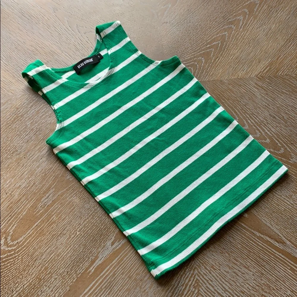 BEAU HUDSON Green/White Striped Toddler Tank Top 3